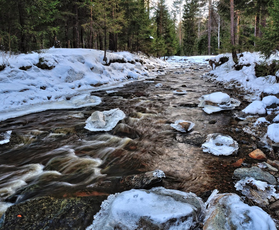 Течет река, крутые берега