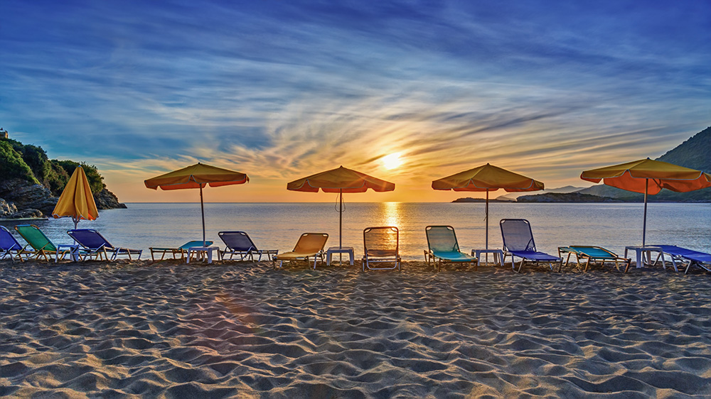 Dawn on the beach in Crete