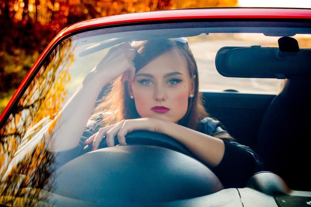 Lady in a convertible