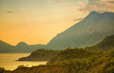 Sunset in a wild bay