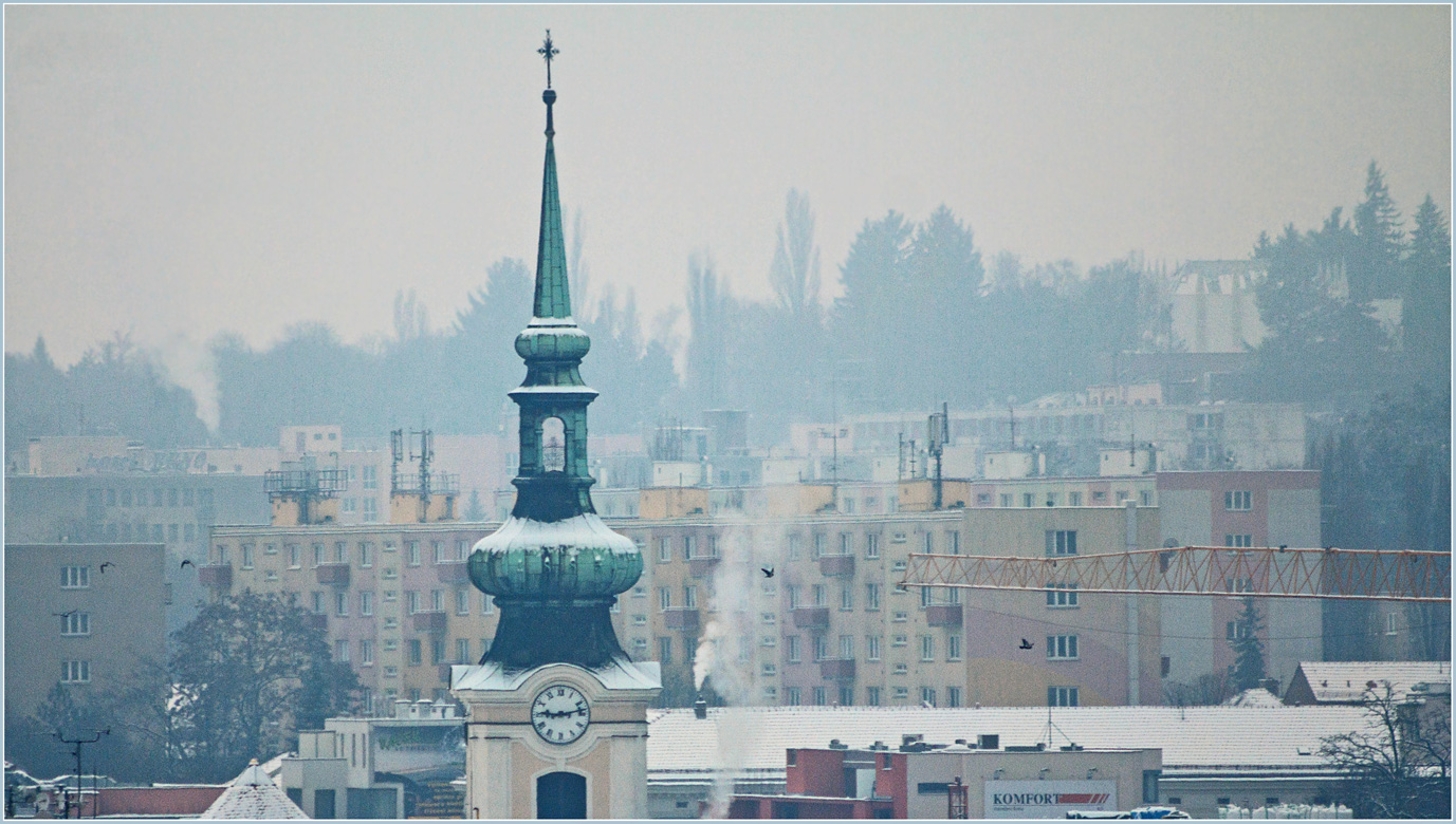 Акварель зимнего города.