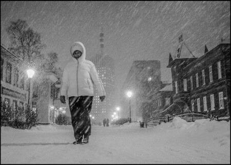 Вечерний Архангельск в снегу
