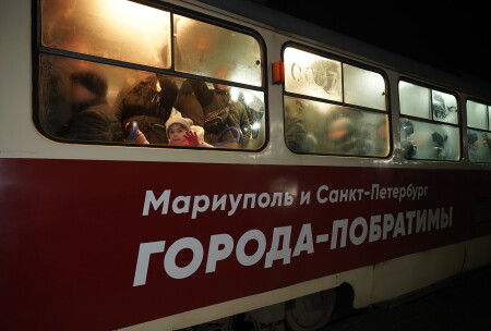 В возрожденном трамвае Мариуполя