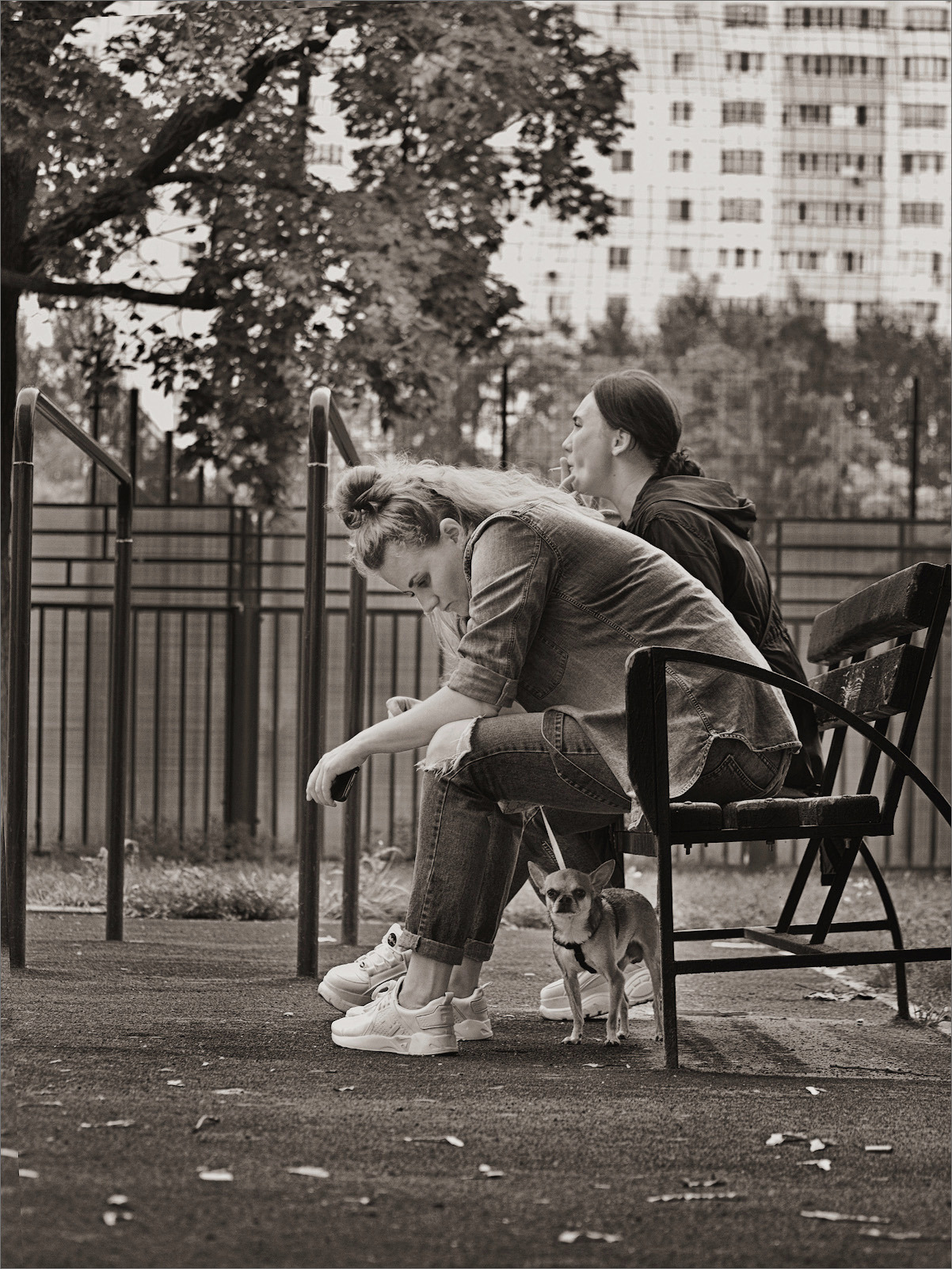 На скамейке...