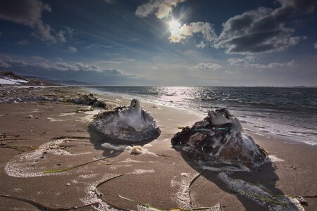 на берегу с.Яблочное , о.Сахалин