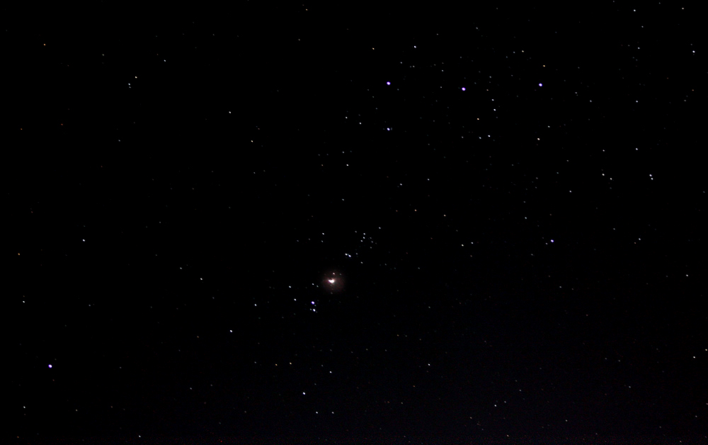 Пояс и меч Ориона, а также туманность.