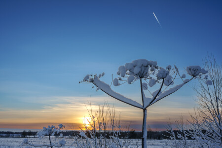 Зимний закат в деревне