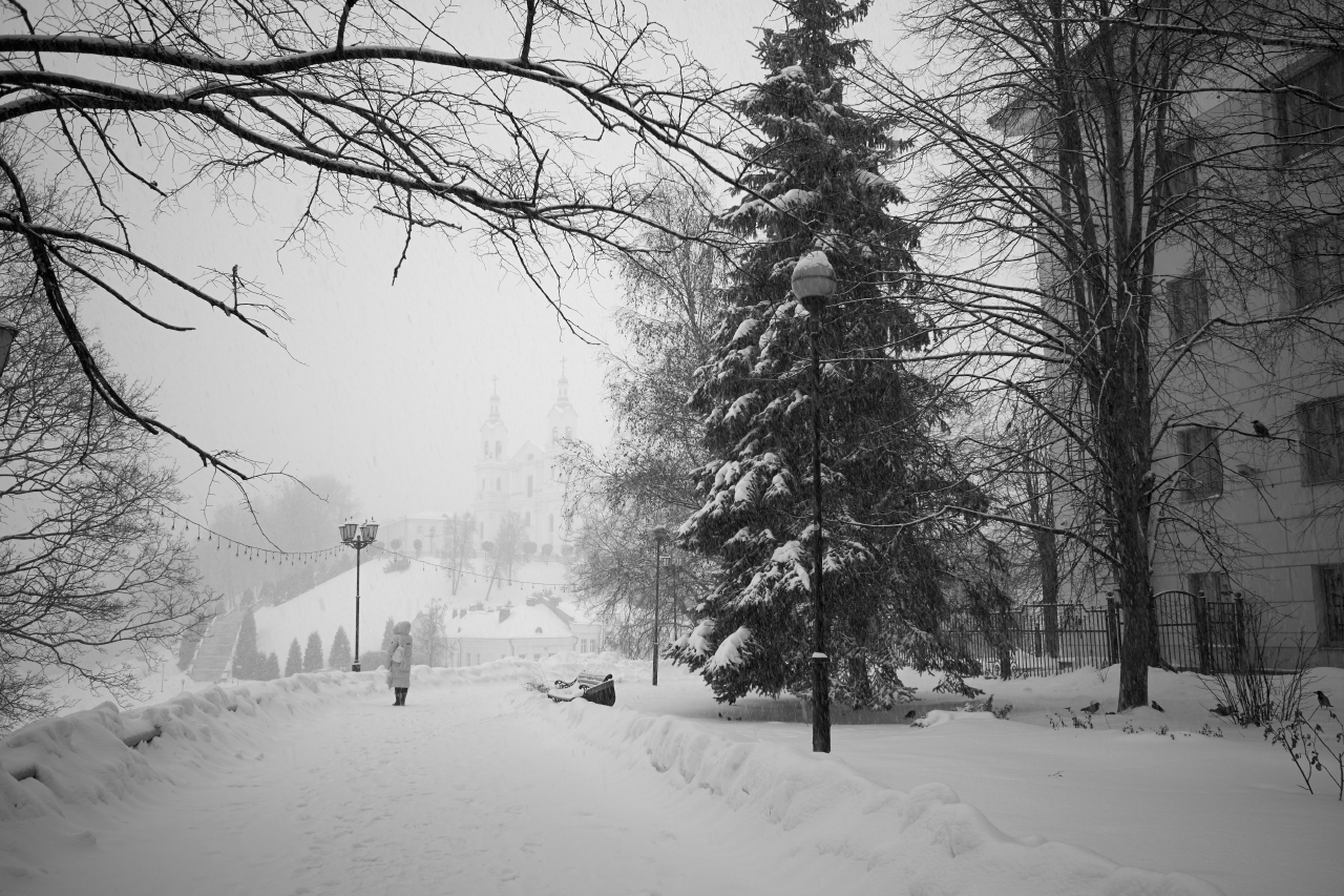 ч/б снегопад