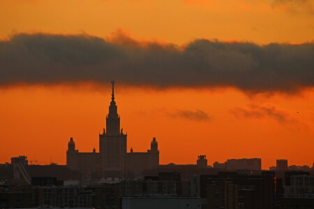 Московский закат. МГУ.