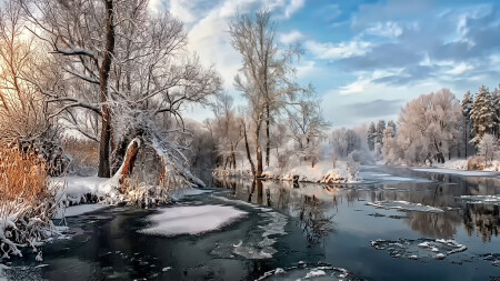 Зимняя акварель природы