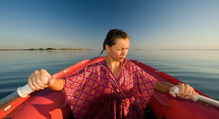 И на веслах тоже может